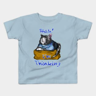 wise cat thinking Kids T-Shirt